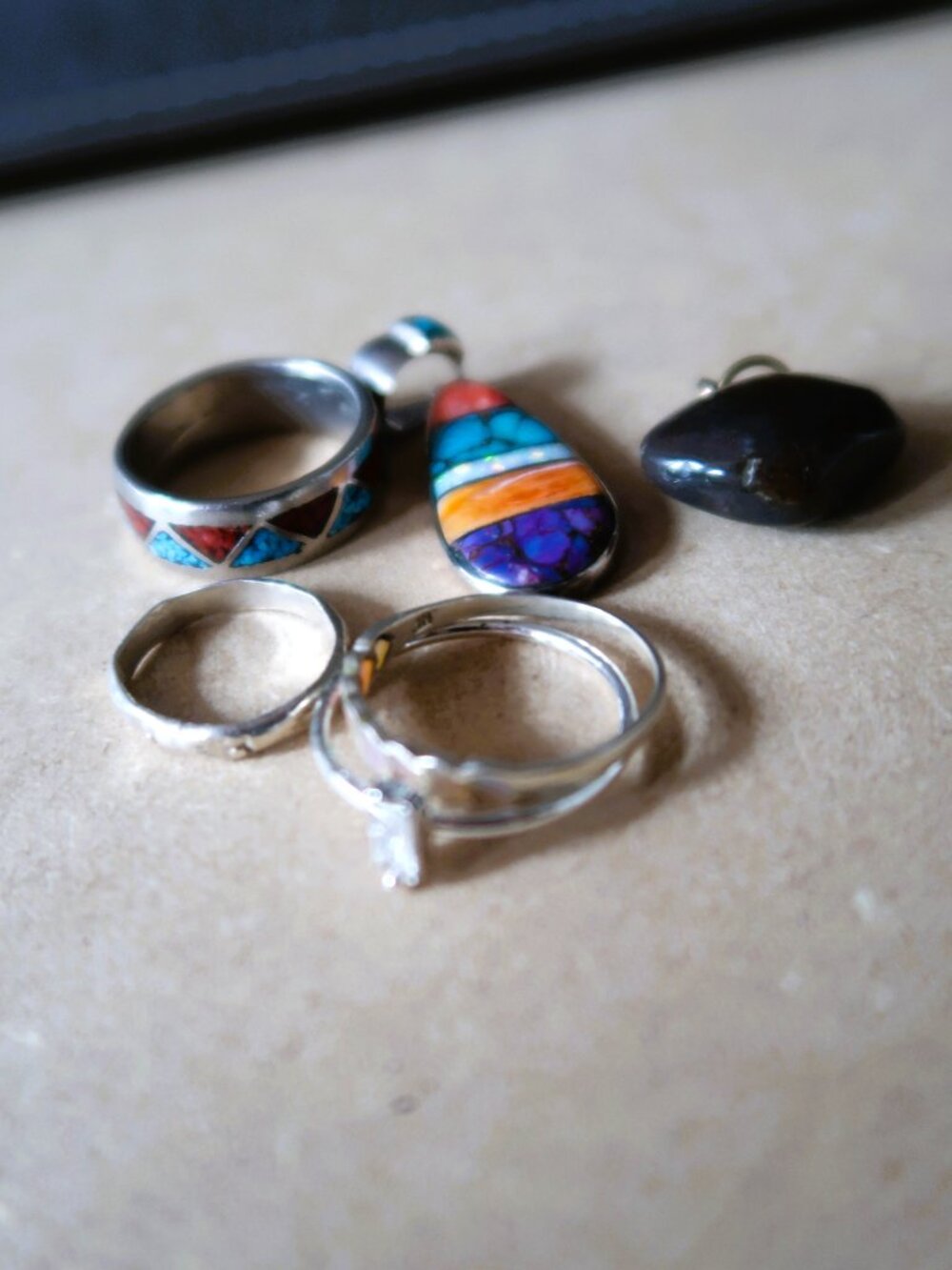 Six Jewelry Makers Mix Bundle 925 Sterling Silver Rings Pendant DIY Tarnished - Picture 3 of 15